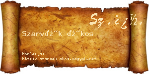 Szarvák Ákos névjegykártya